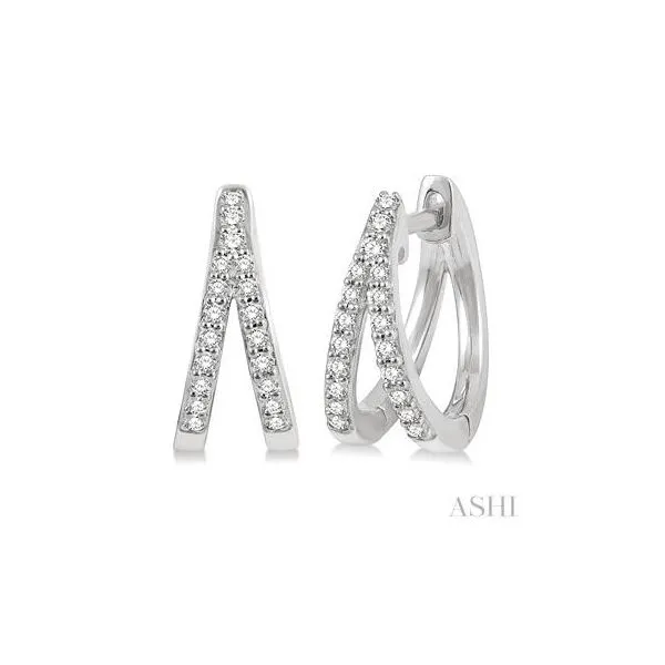 10K White Gold Diamond Split Huggies Earrings Tipton's Fine Jewelry Lawton, OK