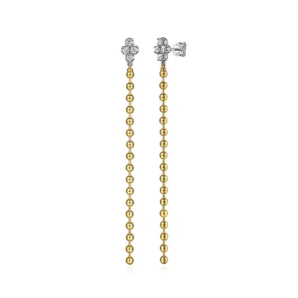 14K Two-Tone Diamond Stud Drop Earrings Tipton's Fine Jewelry Lawton, OK