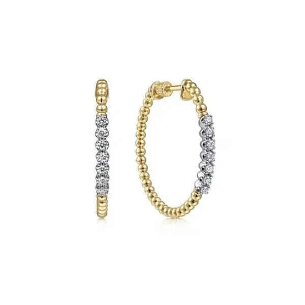 14K Yellow Gold Bujukan Diamond Hoop Earrings Tipton's Fine Jewelry Lawton, OK