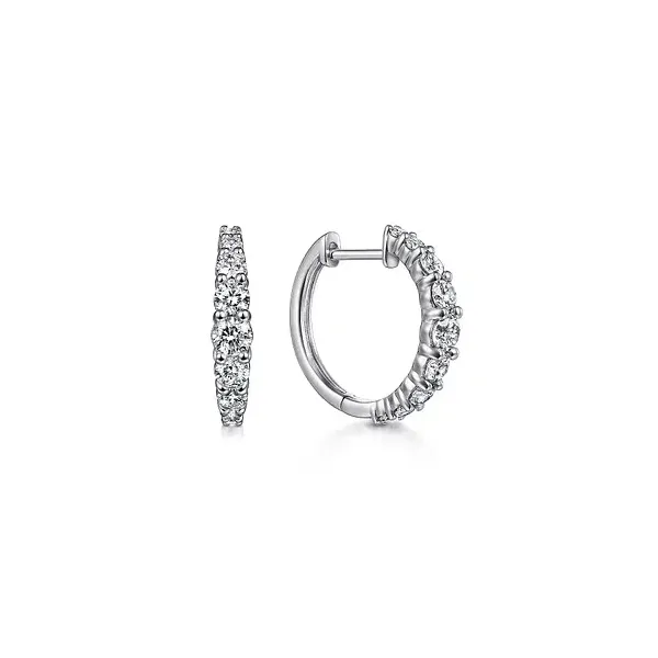 14K White Gold Classic Diamond Huggies Tipton's Fine Jewelry Lawton, OK