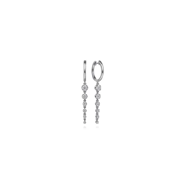 14K White Gold Diamond Huggie Drop Earrings Tipton's Fine Jewelry Lawton, OK