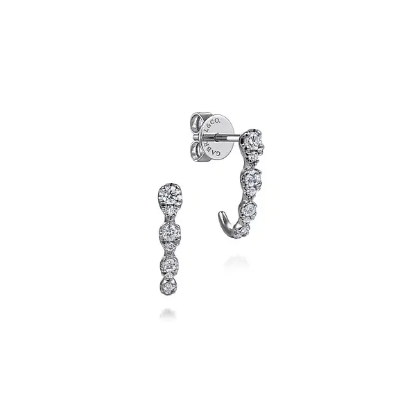 14K White Gold Diamond J Hoop Stud Earrings Tipton's Fine Jewelry Lawton, OK