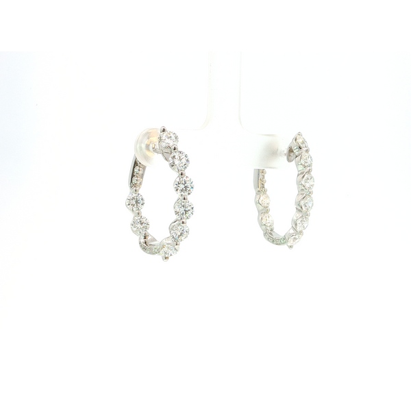 18K White Gold Diamond Hoop Earrings Image 2 Tipton's Fine Jewelry Lawton, OK