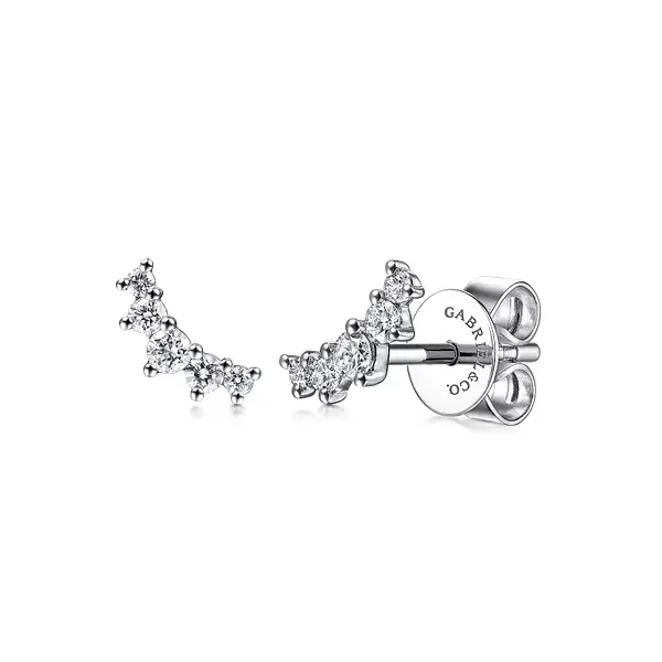 14K White Gold Curved Diamond Stud Earrings Tipton's Fine Jewelry Lawton, OK