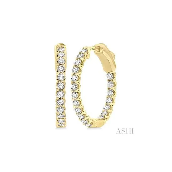 14K Yellow Gold Diamond Hoop Earrings Tipton's Fine Jewelry Lawton, OK