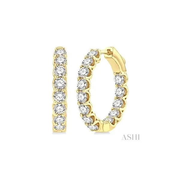 14K Yellow Gold Diamond Hoop Earrings Tipton's Fine Jewelry Lawton, OK