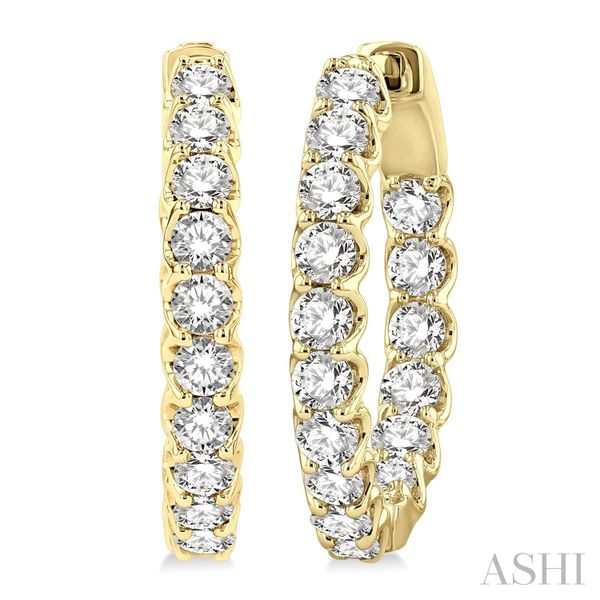 14K Yellow Gold Diamond Hoop Earrings Tipton's Fine Jewelry Lawton, OK