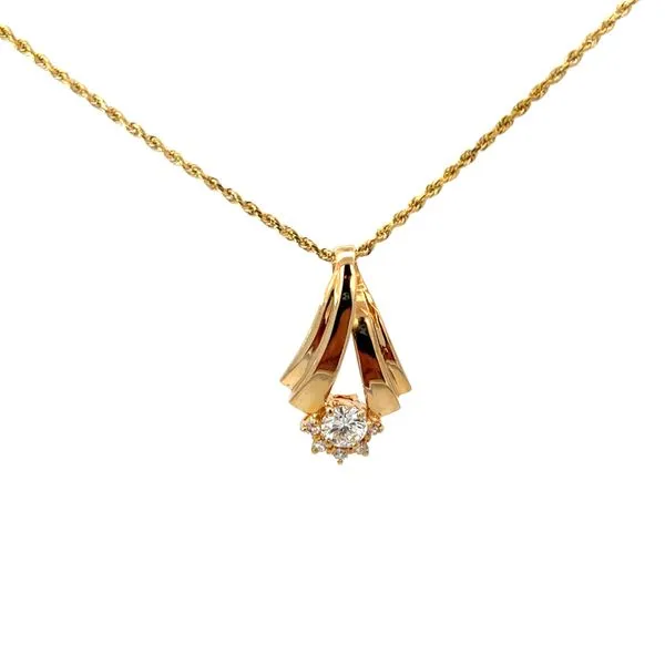 14K Yellow Gold Diamond Pendant with 18" Rope Chain Tipton's Fine Jewelry Lawton, OK