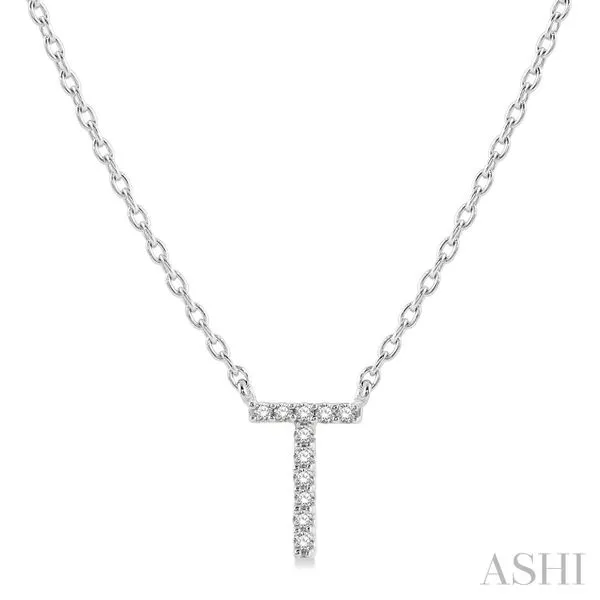 10K White Gold Diamond "T" Initial Pendant Tipton's Fine Jewelry Lawton, OK