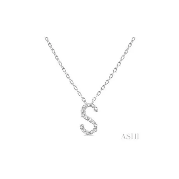 10K White Gold Diamond "S" Initial Pendant Tipton's Fine Jewelry Lawton, OK