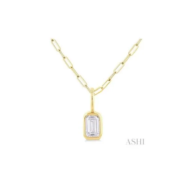 14K Yellow Gold Emerald Cut Diamond Pendant Tipton's Fine Jewelry Lawton, OK