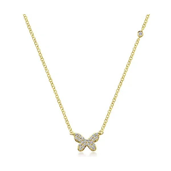 14K Yellow Gold Diamond Butterfly Pendant Tipton's Fine Jewelry Lawton, OK