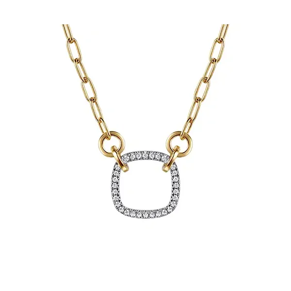 14Kt Two-Tone Open Cushion Shape Diamond Pendant Tipton's Fine Jewelry Lawton, OK
