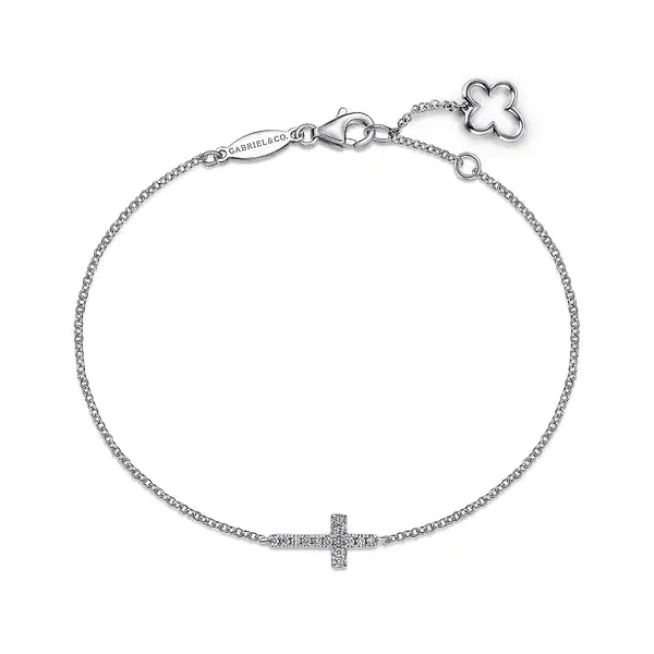 14K White Gold Diamond Cross Bracelet Tipton's Fine Jewelry Lawton, OK