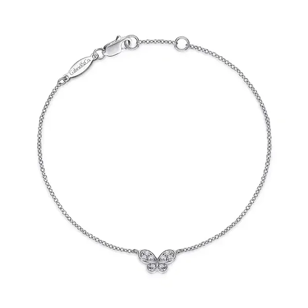 14K White Gold Diamond Butterfly Chain Bracelet Tipton's Fine Jewelry Lawton, OK