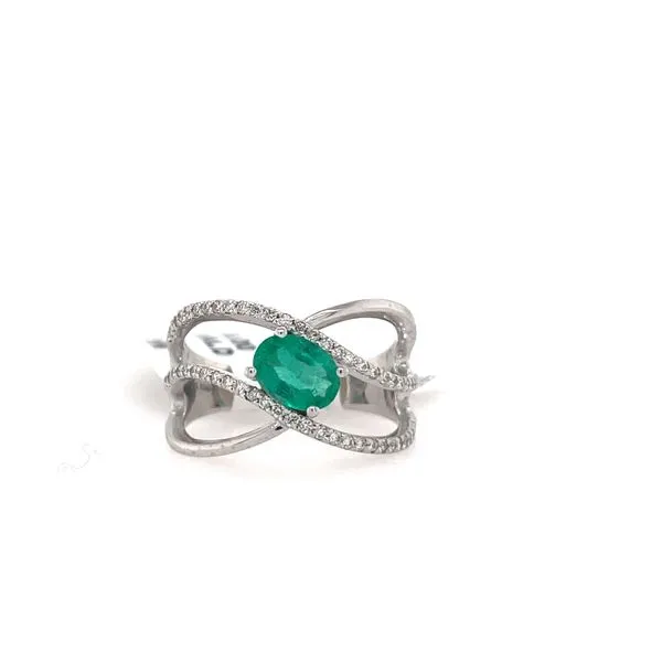 14K White Gold Ladies Emerald and Diamond Ring Tipton's Fine Jewelry Lawton, OK