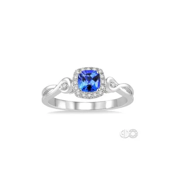 10K White Gold Cushion Tanzanite with Diamond Ring Tipton's Fine Jewelry Lawton, OK