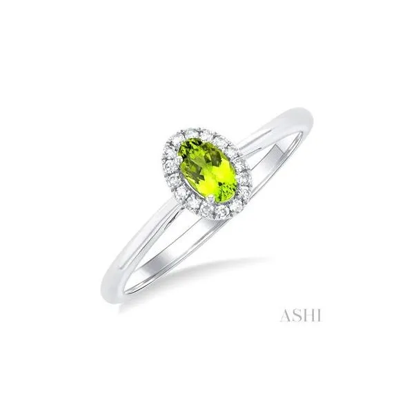 10K White Gold Oval Peridot with Diamond Halo Ring Tipton's Fine Jewelry Lawton, OK