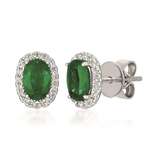Le Vian 14K White Gold Emerald and Diamond Earrings Tipton's Fine Jewelry Lawton, OK