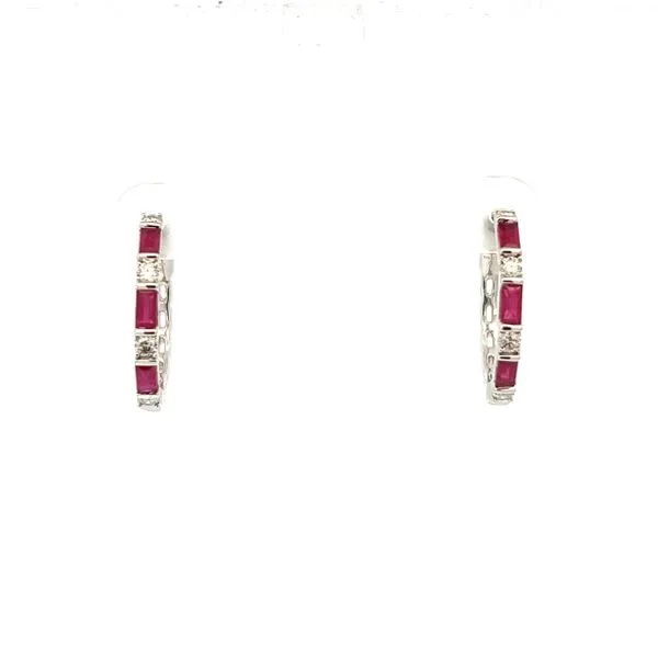 Le Vian 14K White Gold Ruby and Diamond Hoop Earrings Tipton's Fine Jewelry Lawton, OK