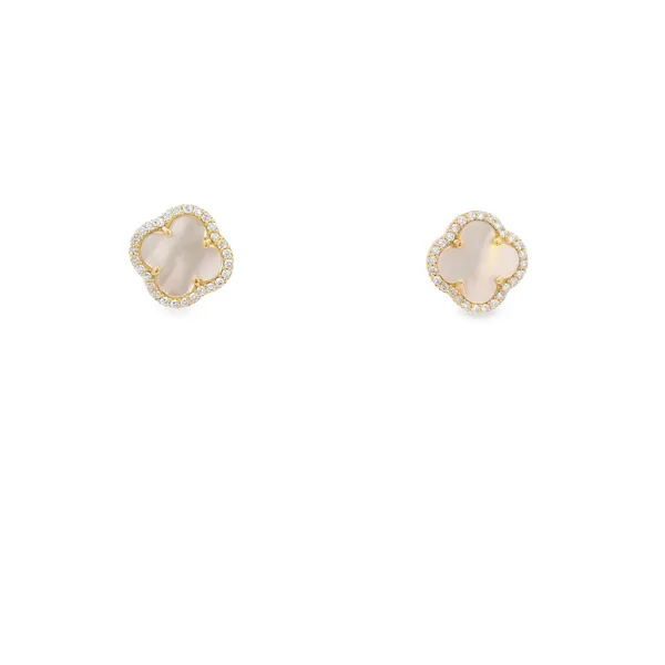 14Kt Yellow Mother of Pearl and Diamond Earrings Tipton's Fine Jewelry Lawton, OK