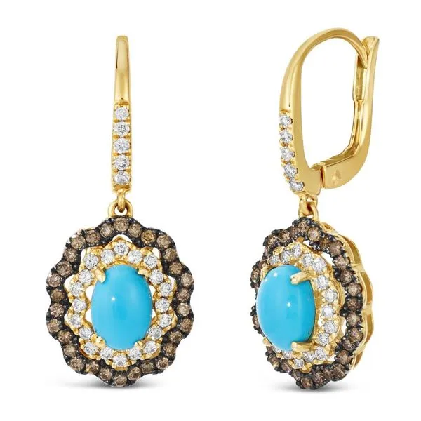 Turquoise Dangle Earrings in 14K Yellow Gold Tipton's Fine Jewelry Lawton, OK