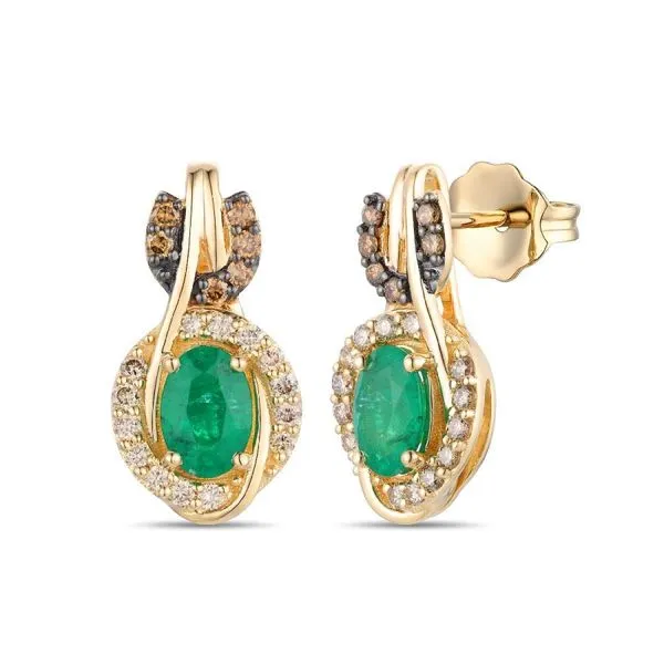 Emerald and Diamond Earrings in 14K Yellow Gold Tipton's Fine Jewelry Lawton, OK