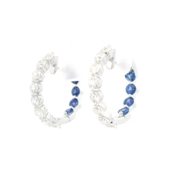 Sapphire and Diamond Hoop Earrings in 18K White Gold Tipton's Fine Jewelry Lawton, OK