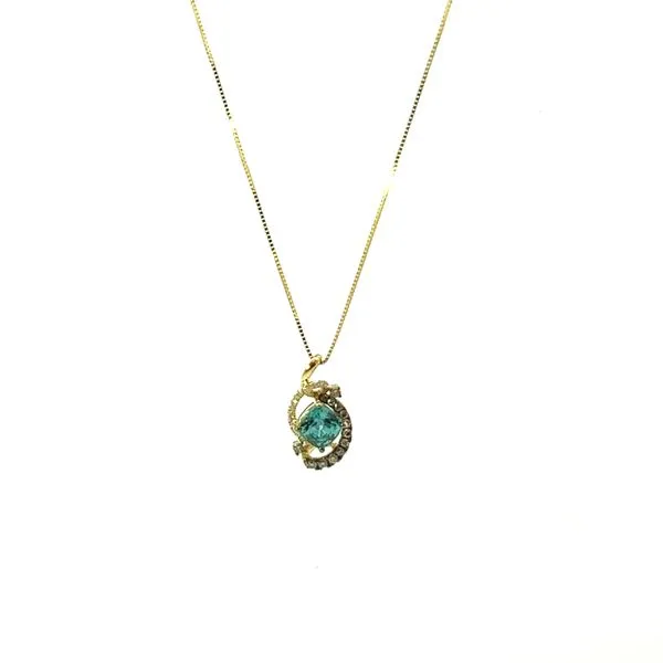 14K Yellow Gold BZ and Diamond Pendant with Adjustable Chain Tipton's Fine Jewelry Lawton, OK