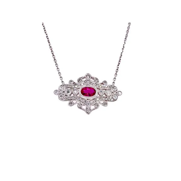 18K White Gold Ruby and Diamond Pendant Tipton's Fine Jewelry Lawton, OK