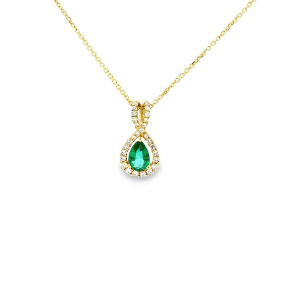 14K Yellow Gold Emerald and Diamond Pendant Tipton's Fine Jewelry Lawton, OK