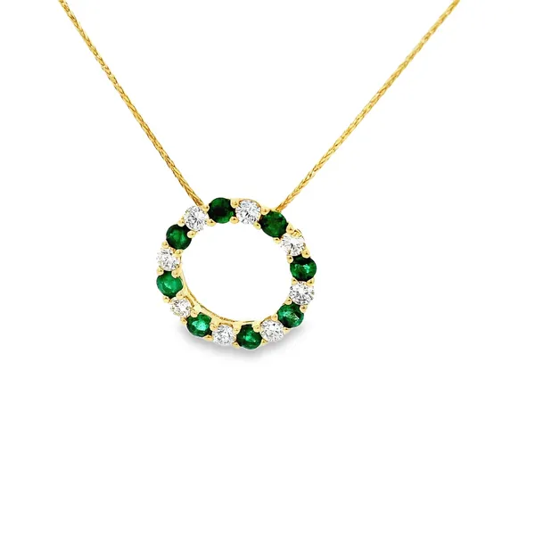 14K Yellow Gold Emerald and Diamond Pendant Necklace Tipton's Fine Jewelry Lawton, OK