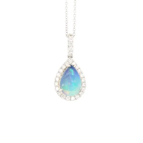 18K White Gold Opal and Diamond Pendant Tipton's Fine Jewelry Lawton, OK