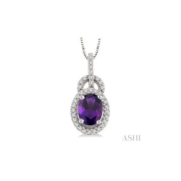 14K White Gold Amethyst and Diamond Halo Pendant Tipton's Fine Jewelry Lawton, OK
