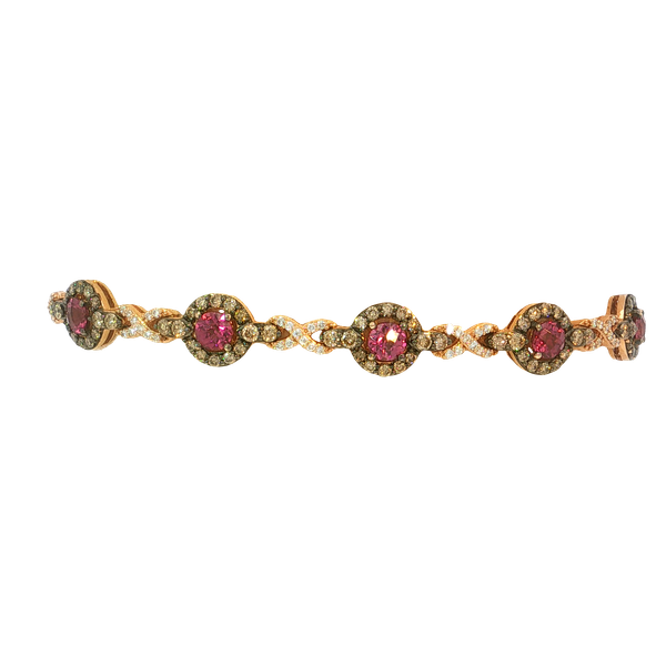 14K Rose Gold Garnet and Diamond Bracelet Image 2 Tipton's Fine Jewelry Lawton, OK