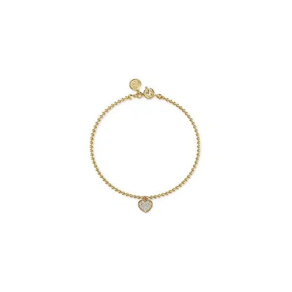 14K Yellow Gold White Sapphire Heart Bracelet Tipton's Fine Jewelry Lawton, OK
