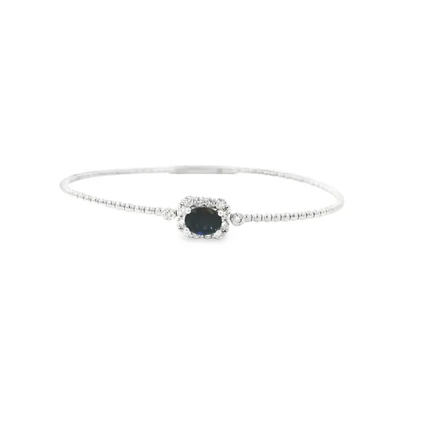 14K White Gold Sapphire and Diamond Bangle Bracelet Tipton's Fine Jewelry Lawton, OK