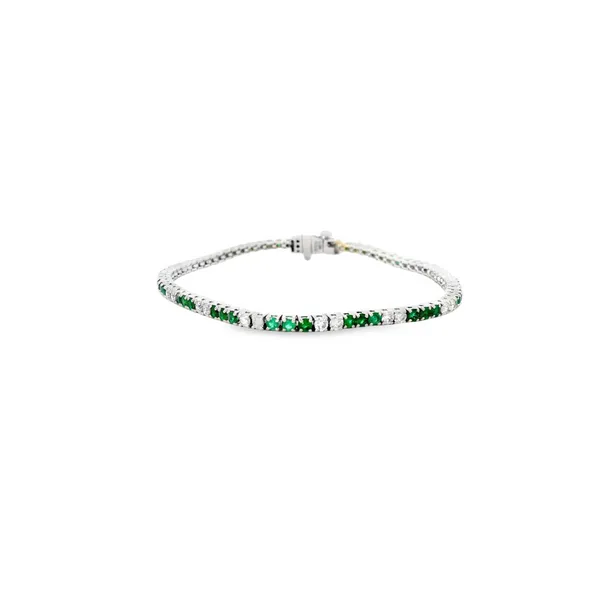 14K White Gold Emerald and Diamond Bracelet Tipton's Fine Jewelry Lawton, OK