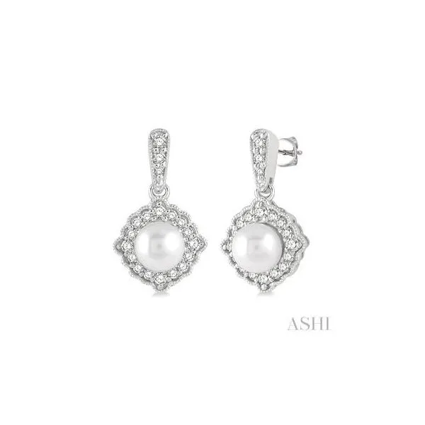 10K White Gold Pearl Halo Earrings Tipton's Fine Jewelry Lawton, OK