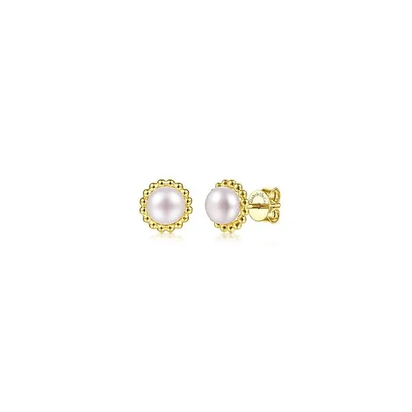 14K Yellow Gold Pearl Stud Earrings Tipton's Fine Jewelry Lawton, OK