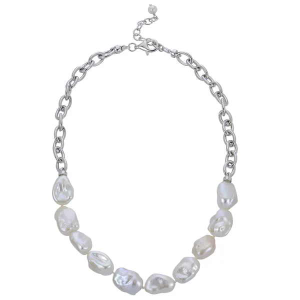 Sterling Silver Keshi Pearls Bold Chain Necklace Tipton's Fine Jewelry Lawton, OK