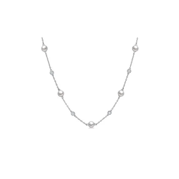 14K White Gold Pearl Station Necklace Tipton's Fine Jewelry Lawton, OK