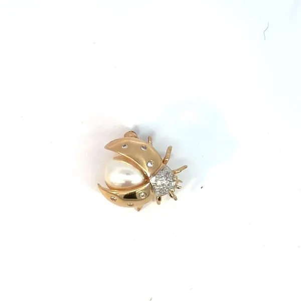 14K Yellow Gold Pearl and Diamond Lady Butterfly Brooch Tipton's Fine Jewelry Lawton, OK