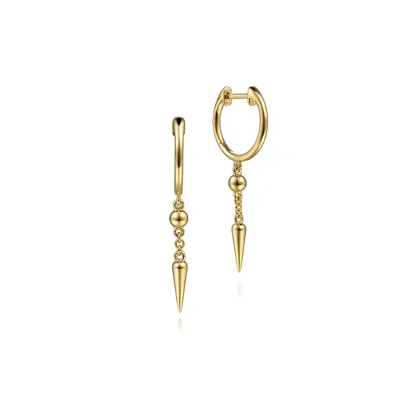 14K Yellow Gold Huggie Drop Spike Earrings Tipton's Fine Jewelry Lawton, OK