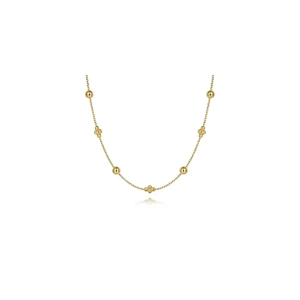 14K Yellow Gold Bujukan Bead Station Necklace Tipton's Fine Jewelry Lawton, OK