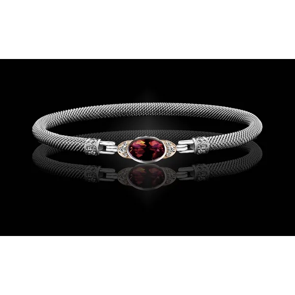 Silver Garnet & Diamond Mesh Bangle Bracelet Tipton's Fine Jewelry Lawton, OK