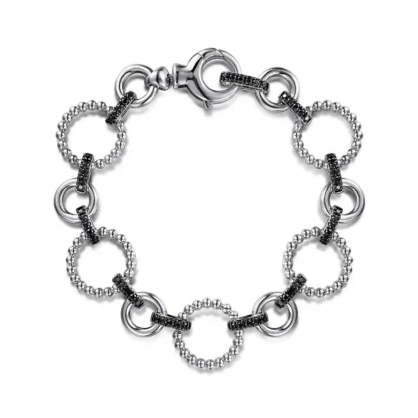 Sterling Silver Black Spinel Bujukan Link Tennis Bracelet Tipton's Fine Jewelry Lawton, OK