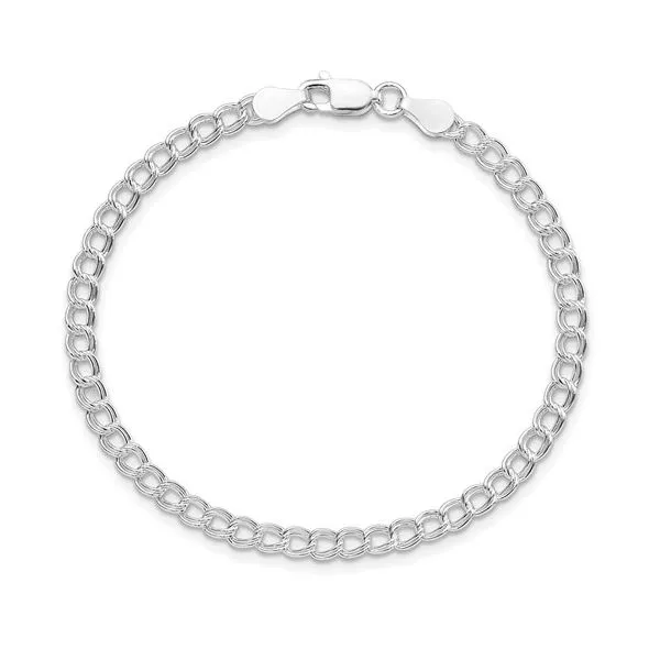 Sterling Silver Solid Double Link Charm Child's Bracelet Tipton's Fine Jewelry Lawton, OK