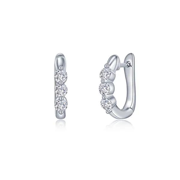 Sterling Silver 3-Stone Huggie Hoop Earrings Tipton's Fine Jewelry Lawton, OK