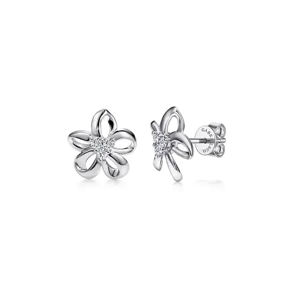 Sterling Silver White Sapphire Floral Stud Earrings Tipton's Fine Jewelry Lawton, OK